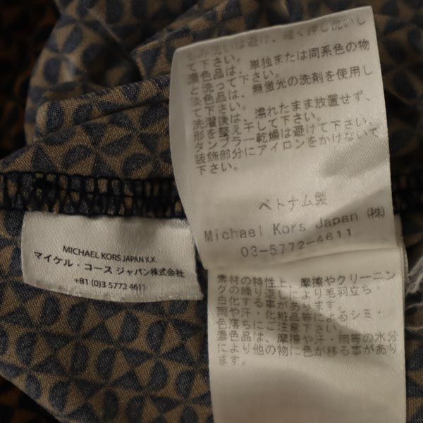 Michael Kors マイケルコース 総柄 半袖 フレンチスリーブ ワンピース XL ブラウン系 レディース
