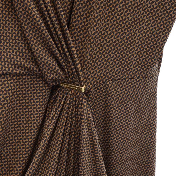 Michael Kors マイケルコース 総柄 半袖 フレンチスリーブ ワンピース XL ブラウン系 レディース