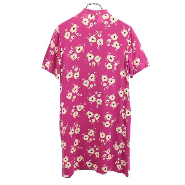 MAX&CO マックスアンドコー 花柄 総柄 半袖 ワンピース 36 ピンク系 ハーフボタン レディース