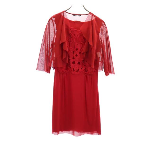 VIVIENNE TAM ヴィヴィアンタム ノースリーブ ボレロ付き ワンピース 1 赤 セットアップ スーツ レディース