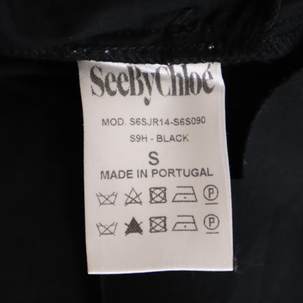 SEE BY CHLOE シーバイクロエ 半袖 ドッキング ワンピース S 黒 裾スカラップ レディース