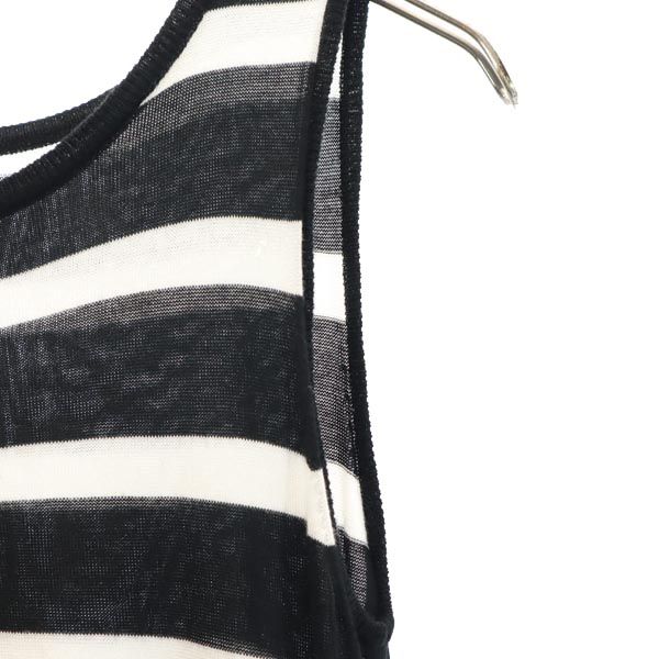 β ベータ 日本製 ボーダー ノースリーブ アシンメトリー ワンピース 40 黒系 レディース