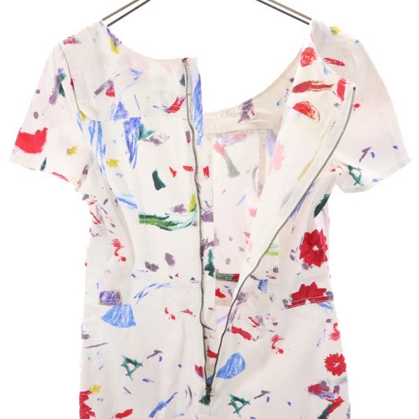 SEE BY CHLOE シーバイクロエ 総柄 半袖 ワンピース USA2 ホワイト系 バックジップ レディース