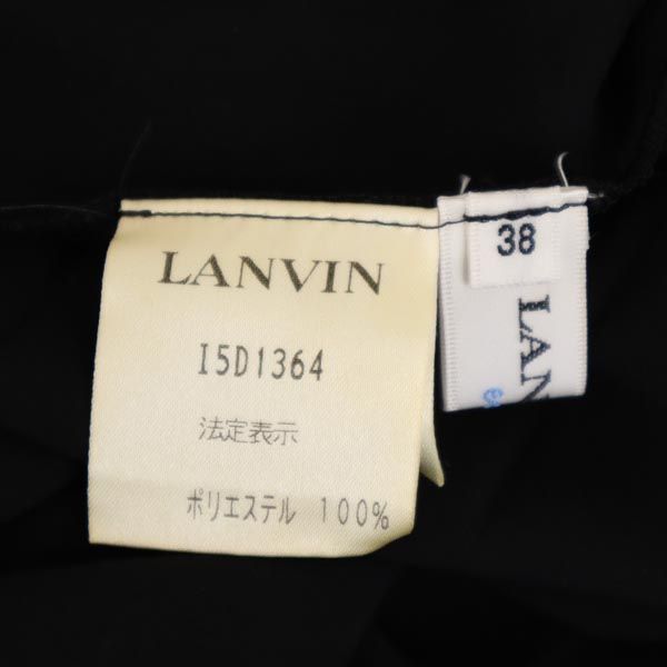 LANVIN en Bleu ランバンオンブルー 日本製 ノースリーブ シースルー プリーツ ワンピース 38 ブラック系 レディース