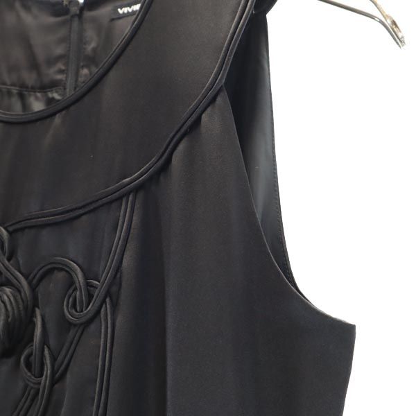 VIVIENNE TAM ヴィヴィアンタム シルク ノースリーブ ワンピース 1 ブラック系 バックジップ レディース