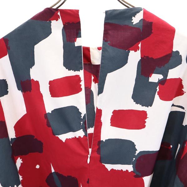 MARNI マルニ イタリア製 総柄 7分袖 ワンピース 40 レッド×グレー レディース