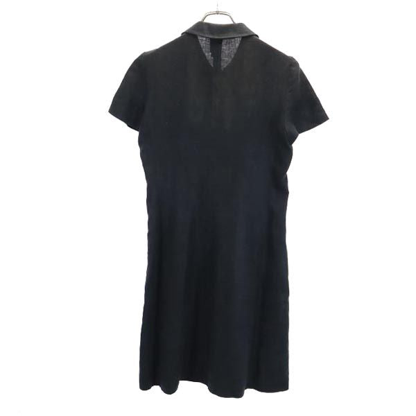 Kriziapoi クリツィアポイ イタリア製 リネン 半袖 ワンピース 42 ブラック レディース