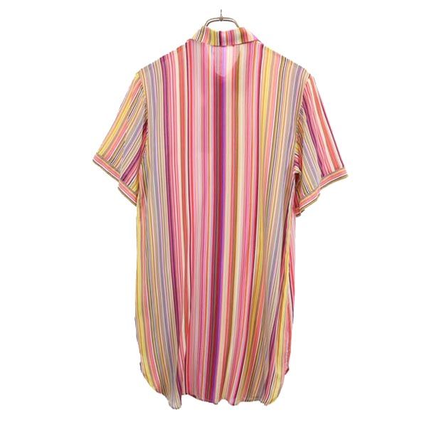 未使用 Chiara Fiorini キアラフィオリーニ イタリア製 ストライプ柄 半袖 ワンピース 9 ピンク系 レディース