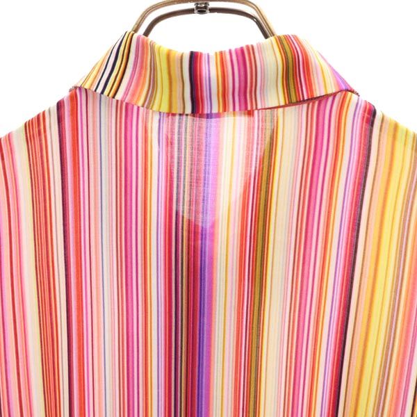 未使用 Chiara Fiorini キアラフィオリーニ イタリア製 ストライプ柄 半袖 ワンピース 9 ピンク系 レディース