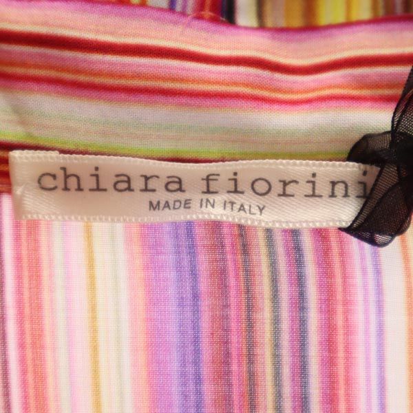 未使用 Chiara Fiorini キアラフィオリーニ イタリア製 ストライプ柄 半袖 ワンピース 9 ピンク系 レディース