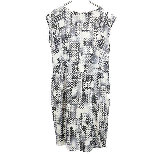 Aquascutum アクアスキュータム 日本製 総柄 ノースリーブ ワンピース 黒系 レディース