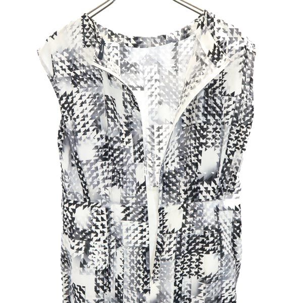 Aquascutum アクアスキュータム 日本製 総柄 ノースリーブ ワンピース 黒系 レディース