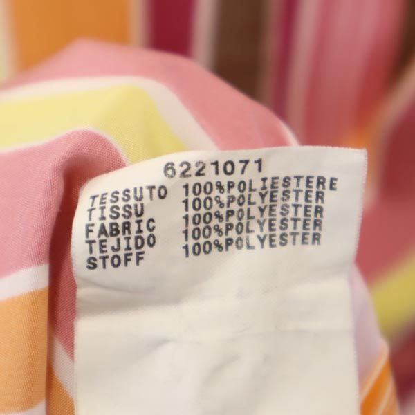 MAX&CO マックスアンドコー イタリア製 ストライプ柄 ノースリーブ ワンピース 40 ピンク×オレンジ×黄 レディース