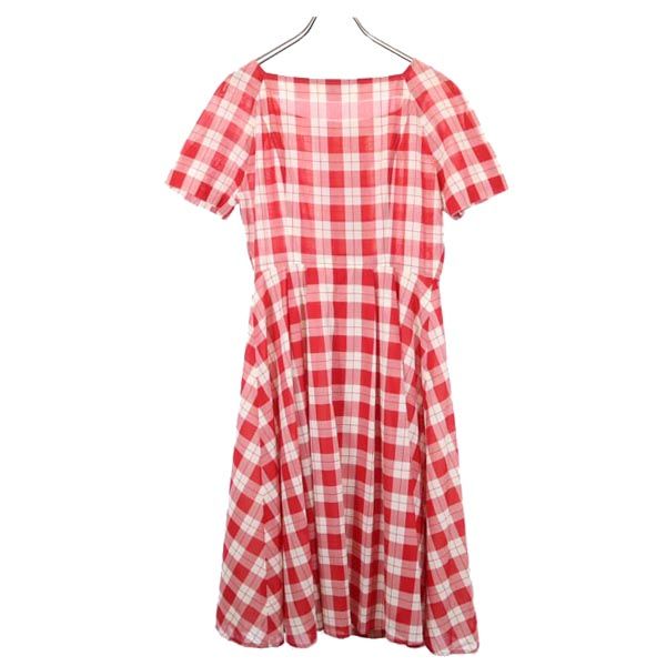 miss chloe ミスクロエ 日本製 チェック柄 半袖 ワンピース 40 赤×白 レディース