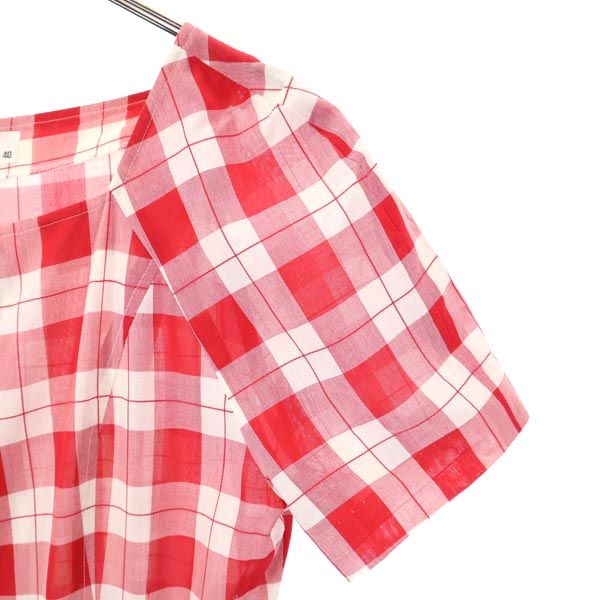 miss chloe ミスクロエ 日本製 チェック柄 半袖 ワンピース 40 赤×白 レディース