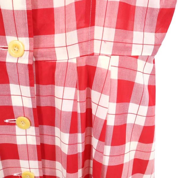 miss chloe ミスクロエ 日本製 チェック柄 半袖 ワンピース 40 赤×白 レディース