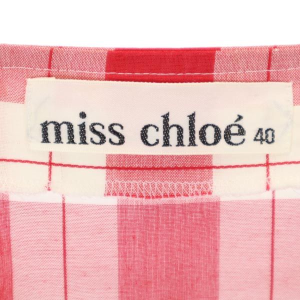 ミスクロエ 日本製 チェック柄 半袖 ワンピース 40 赤×白 miss chloe レディース