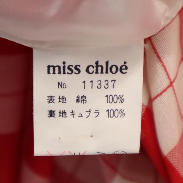 ミスクロエ 日本製 チェック柄 半袖 ワンピース 40 赤×白 miss chloe レディース