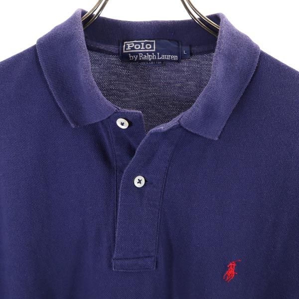ポロバイラルフローレン 半袖 ポロシャツ L ネイビー Polo by Ralph Lauren 鹿の子 メンズ