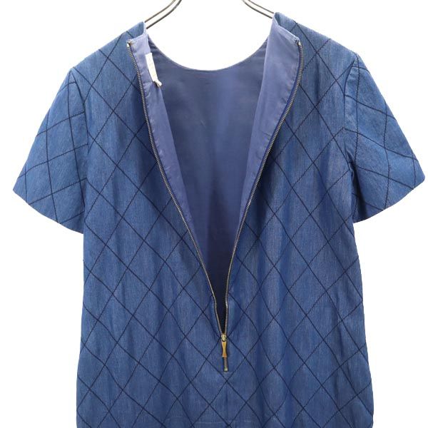 ケイトスペード 半袖 ワンピース 4 ブルー系 Kate Spade バックジップ レディース