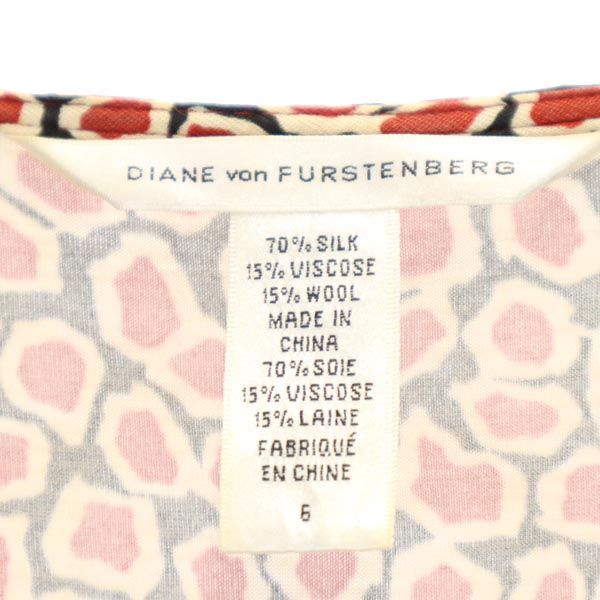 ダイアンフォンファステンバーグ シルクブレンド 総柄 ノースリーブ ワンピース 6 DIANE VON FURSTENBERG レディース