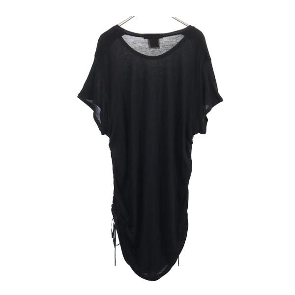 neurbanvolker 日本製 シルクブレンド 半袖 シャーリング カットソー ワンピース 2 黒 レディース