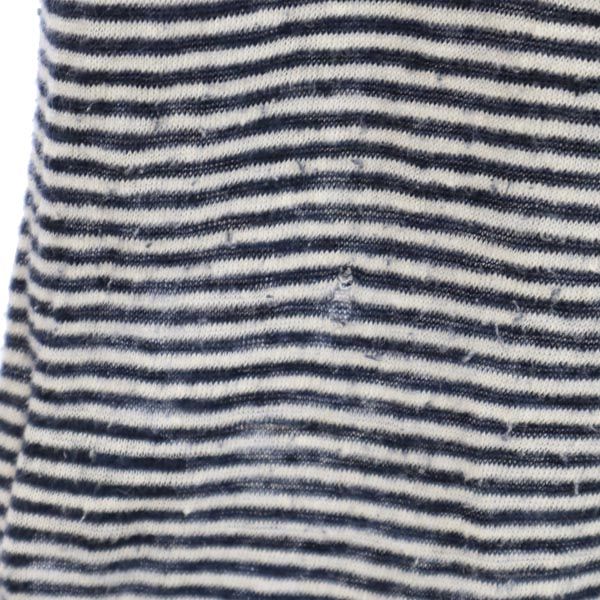 ダイエットブッチャースリムスキン 日本製 リネン ボーダー柄 半袖 ニット Tシャツ 紺×白 DIET BUTCHER SLIM SKIN メンズ