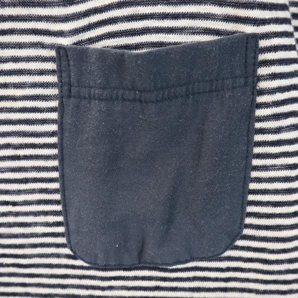 ダイエットブッチャースリムスキン 日本製 リネン ボーダー柄 半袖 ニット Tシャツ 紺×白 DIET BUTCHER SLIM SKIN メンズ