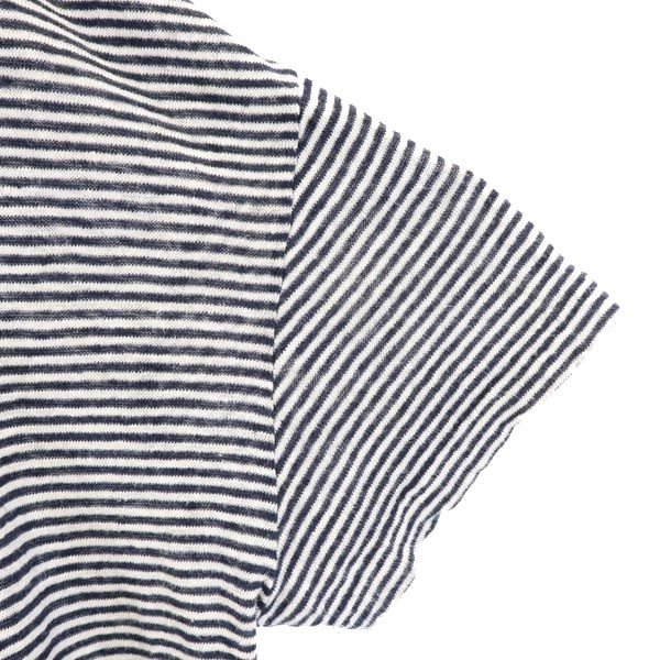 ダイエットブッチャースリムスキン 日本製 リネン ボーダー柄 半袖 ニット Tシャツ 紺×白 DIET BUTCHER SLIM SKIN メンズ