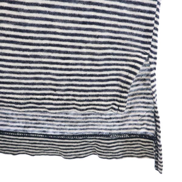 ダイエットブッチャースリムスキン 日本製 リネン ボーダー柄 半袖 ニット Tシャツ 紺×白 DIET BUTCHER SLIM SKIN メンズ