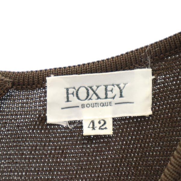 FOXEY フォクシー 日本製 リボンデザイン ノースリーブ リボンデザイン ワンピース 42 ブラウン系 レディース