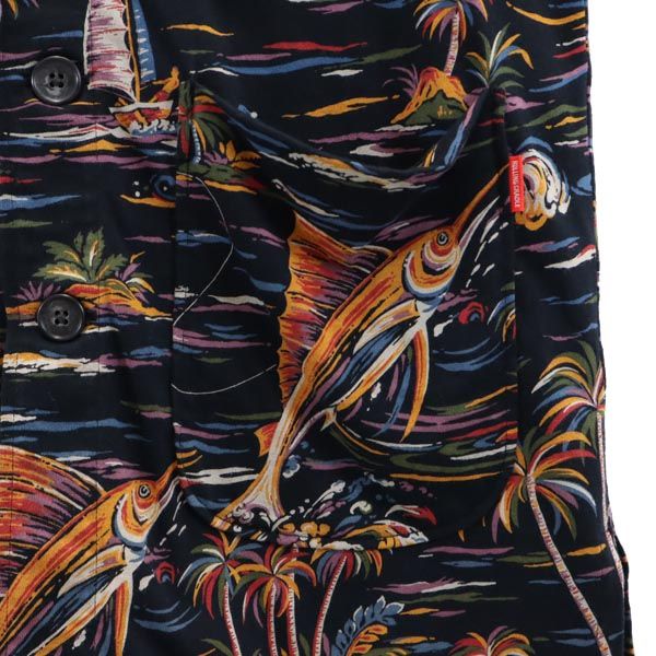 ROLLING CRADLE ローリングクレイドル 総柄 7分袖 ロング カーディガン L ネイビー系 メンズ