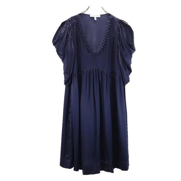 SEE BY CHLOE シーバイクロエ シルクブレンド ワンピース USA2 ネイビー×ブルー×ホワイト レディース