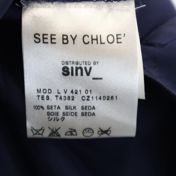 SEE BY CHLOE シーバイクロエ シルクブレンド ワンピース USA2 ネイビー×ブルー×ホワイト レディース