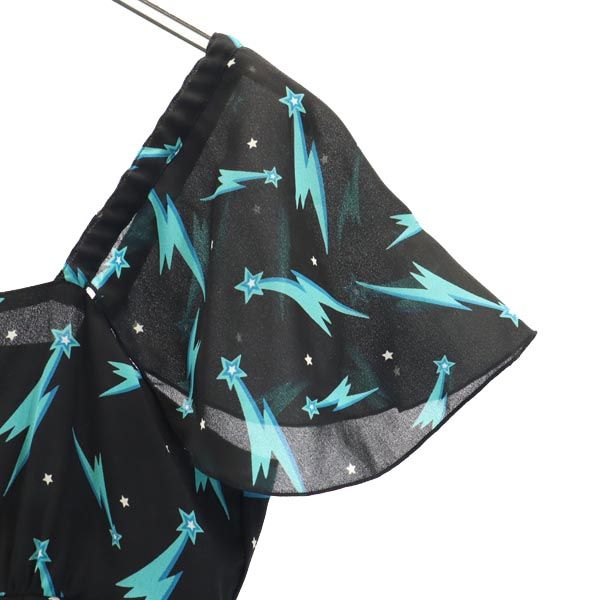 HYSTERIC ヒステリック 日本製 総柄 ノースリーブ ワンピース FREE ブラック系 バックジップ レディース