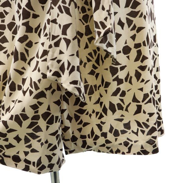DIANE VON FURSTENBERG ダイアンフォンファステンバーグ シルク 総柄 ノースリーブ カシュクール ワンピース 4 ブラウン系 レディース