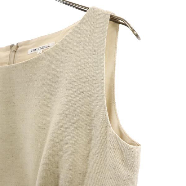 23ku 23区 ノースリーブ ワンピース 40 ベージュ系 バックジップ レディース