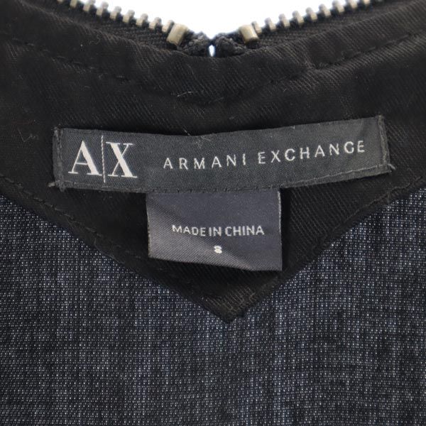 アルマーニエクスチェンジ 半袖 フレンチスリーブ ジップ ワンピース 8 黒 ARMANI EXCHANGE レディース