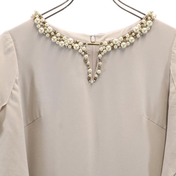 GRACE CLASS グレースクラス 半袖 パール付き ワンピース 36 グレー レディース