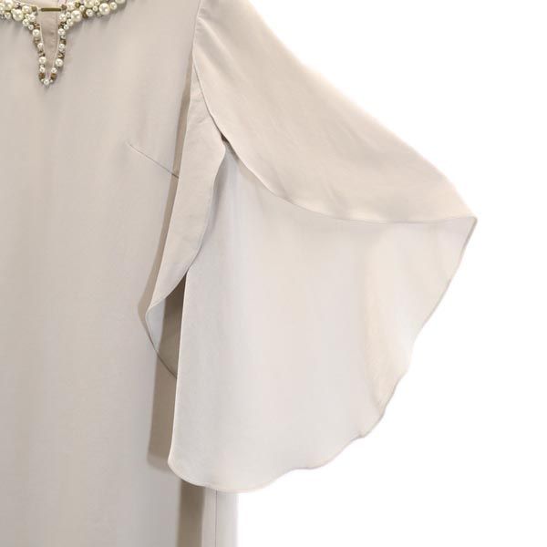 GRACE CLASS グレースクラス 半袖 パール付き ワンピース 36 グレー レディース