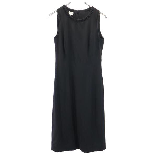 ARMANI COLLEZIONI アルマーニコレッツォーニ イタリア製 ウールブレンド ノースリーブ ワンピース 38 黒 レディース