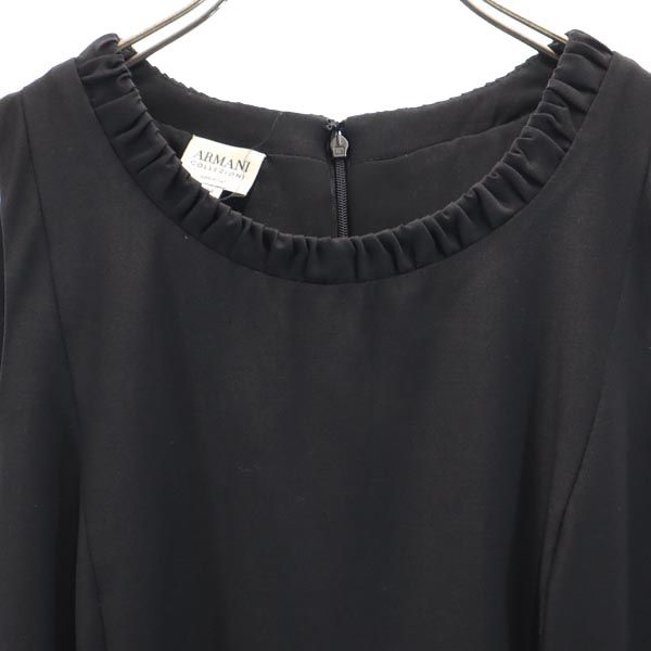 ARMANI COLLEZIONI アルマーニコレッツォーニ イタリア製 ウールブレンド ノースリーブ ワンピース 38 黒 レディース
