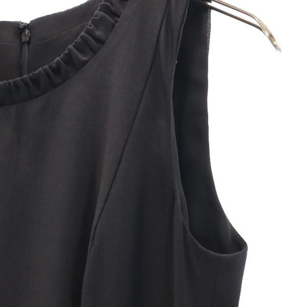 ARMANI COLLEZIONI アルマーニコレッツォーニ イタリア製 ウールブレンド ノースリーブ ワンピース 38 黒 レディース