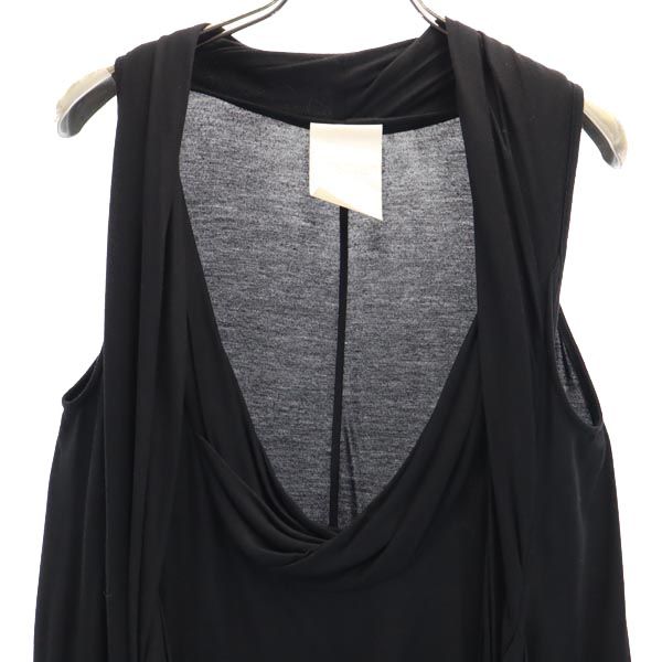 trosman トロスマン 日本製 ノースリーブ デザイン ワンピース S ブラック系 レディース