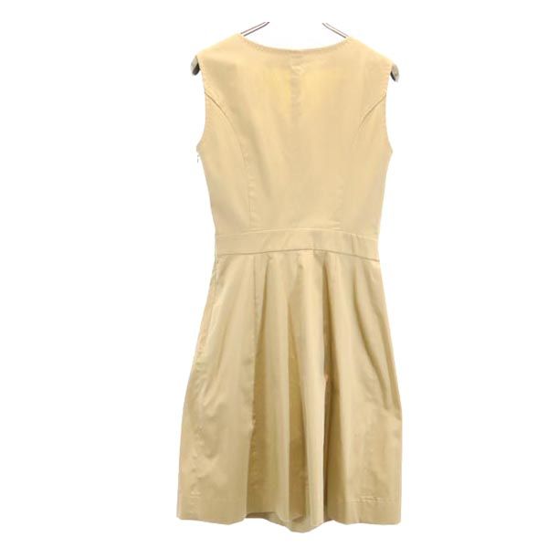 MOSCHINO モスキーノ イタリア製 ノースリーブ ワンピース USA4 ベージュ系 サイドジップ レディース