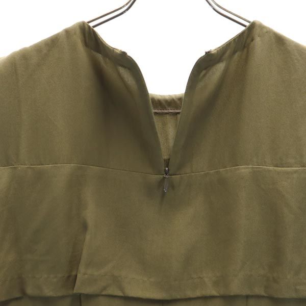 TARO HORIUCHI タロウホリウチ 日本製 ノースリーブ デザイン ワンピース 2 カーキグリーン バックジップ レディース