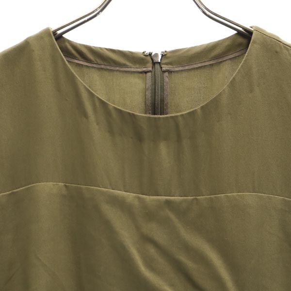 TARO HORIUCHI タロウホリウチ 日本製 ノースリーブ デザイン ワンピース 2 カーキグリーン バックジップ レディース