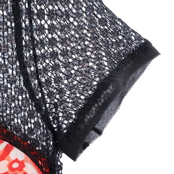 MARELLA マレーラ 総柄 半袖 レース切替 ワンピース M オレンジ系 レディース