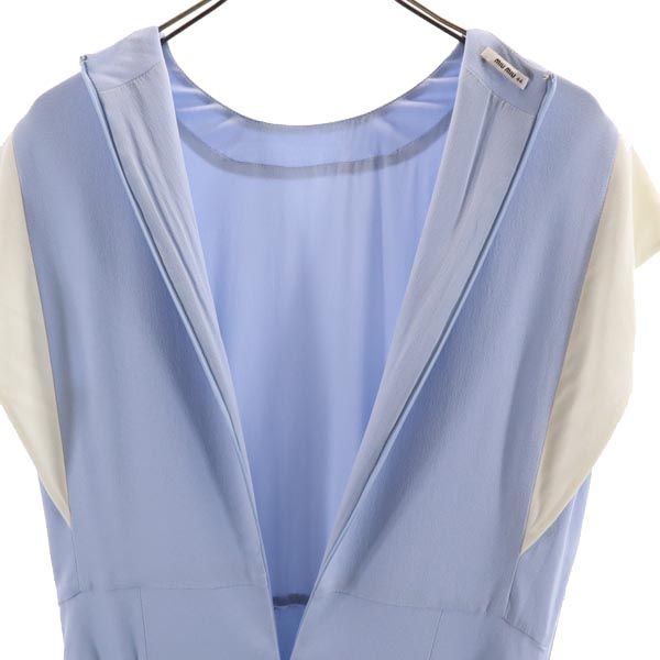 MIUMIU ミュウミュウ イタリア製 半袖 フレンチスリーブ ワンピース 44 ブルー系 レディース