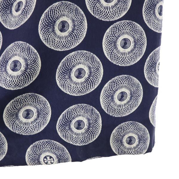 Tory Burch トリーバーチ シルクブレンド 半袖 ワンピース 2 ネイビー系 レディース